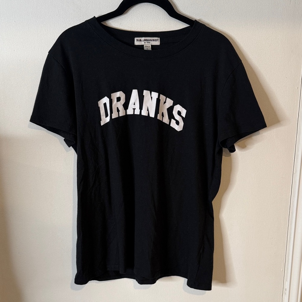 Sub_Urban Riot Black Tee with White 'DRANKS' Print